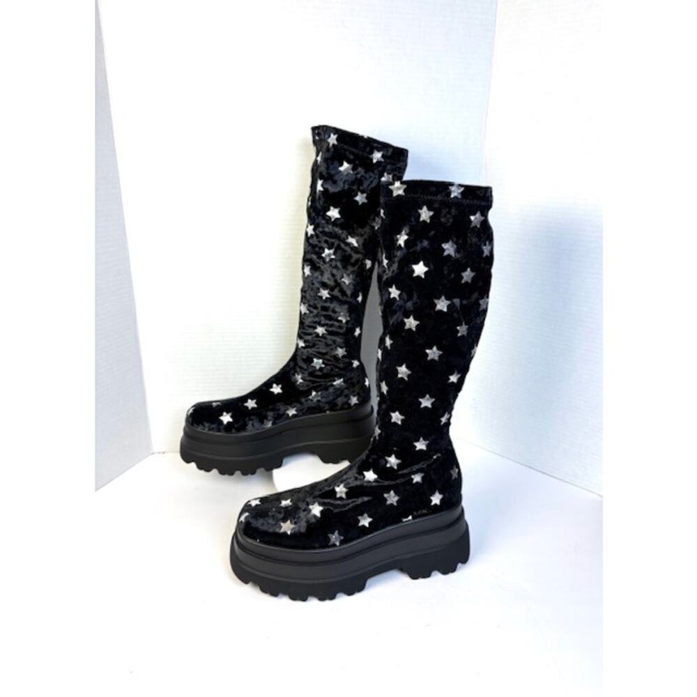 koi Black Star Platform Knee-High Boots - Picture 2 of 9